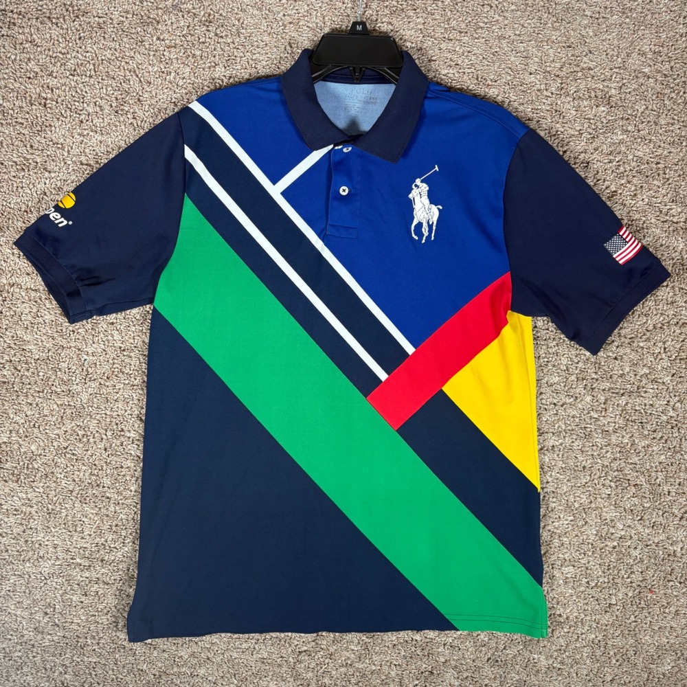 Polo Ralph Lauren US Open Ballperson Shirt Short Sleeve Color Block Mens Slim L